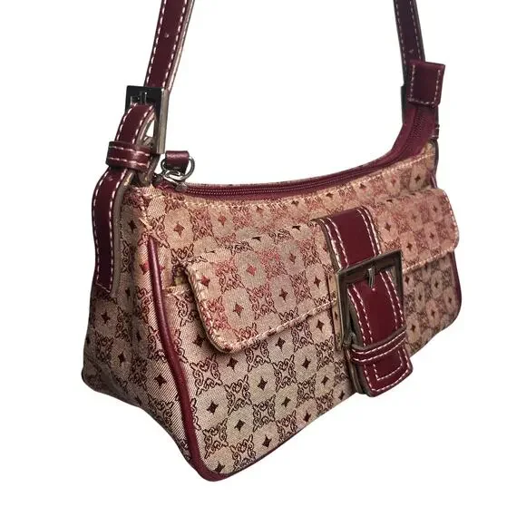 Vintage Y2K Villager Baguette Shoulder Bag Wallet Wine Tapestery Purse Handbag - Picture 6 of 14